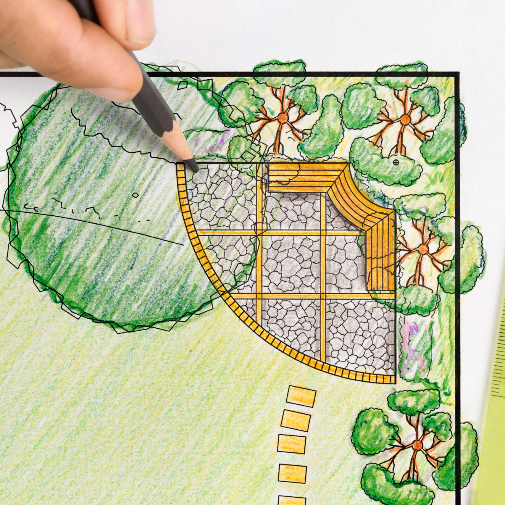 Hand drawing a well-designed landscape plan